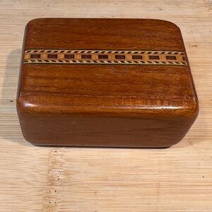 Vintage Handmade Wooden Cricket Box Secret Slide Open Lid 2 7/8” x 2”.